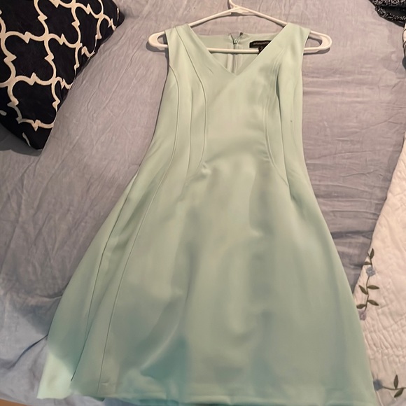 banana republic mint green dress Linen-Blend Fray-Edges Midi Dress